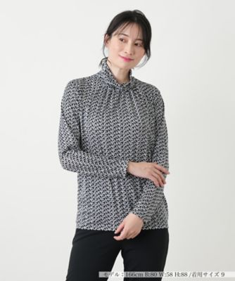 幾何学柄ハイネックカットソー【ROCHAS Premiere