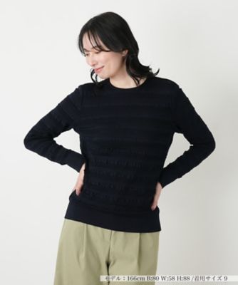 ＜Leilian (Women)＞ボーダークルーネックニット【ＲＯＣＨＡＳ　Ｐｒｅｍｉｅｒｅ】