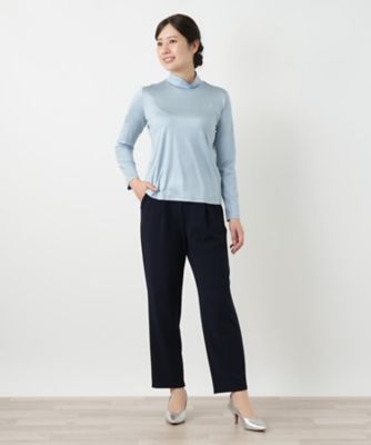 【美品】レリアン★シルク混♪ハイネックカットソー サイズ9 ネイビー系 薄手 無地 z14778 シルク混ハイネックカットソー | Leilian (Women)/レリアン | 三越