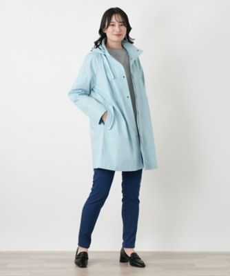 レリアン leilian アルパカ ハーフコート ブルー 日本製 ノーカラー