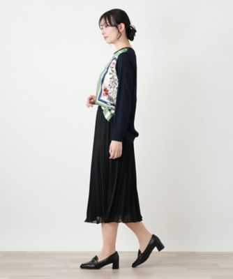 美品 45R ダンプ アコーディオンプリーツスカート Mサイズ フレア R刺繍 アコーディオンプリーツミディスカート | Leilian (Women)/レリアン