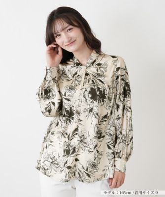 ＜Leilian (Women)＞ボウタイ風プリントブラウス