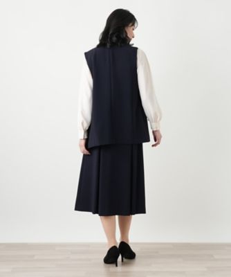 レリアン　ダブルボタン ロングベスト ネイビー　9号 ラペルドベスト | Leilian (Women)/レリアン | 三越伊勢丹オンライン