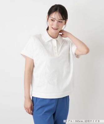 ＜Leilian (Women)＞フラワー刺繍ポロシャツ
