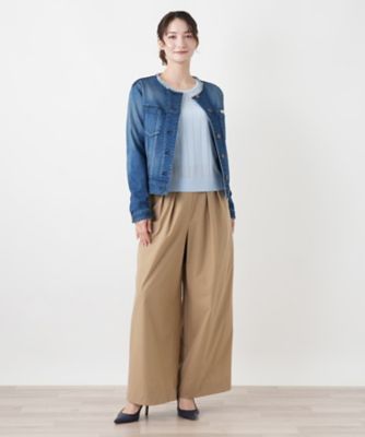 レリアン+13　Gジャン ノーカラーデニムジャケット【Leilian WHITE LABEL】|レリアン プラス