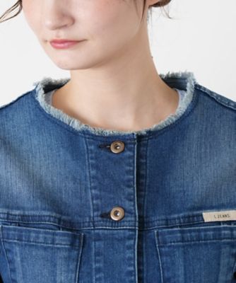 ノーカラーデニムジャケット【L JEANS】 | Leilian (Women