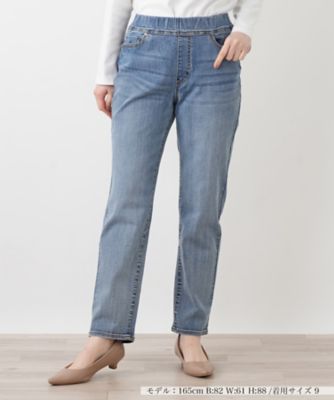 ＜Leilian (Women)＞ウォッシュデニムパンツ【Ｌ　ＪＥＡＮＳ】