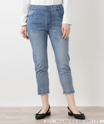 ＜Leilian (Women)＞クロップドデニムパンツ【Ｌ　ＪＥＡＮＳ】