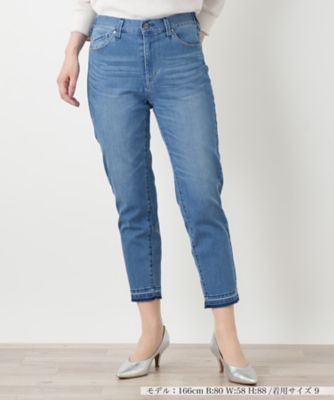 ＜Leilian (Women)＞クロップドデニムパンツ【Ｌ　ＪＥＡＮＳ】