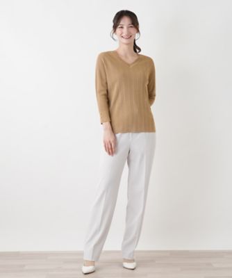 ラメVネック七分袖ニット【Leilian WHITE LABEL