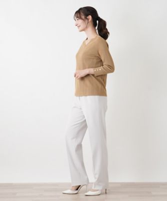 ラメVネック七分袖ニット【Leilian WHITE LABEL