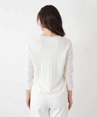 ラメVネック七分袖ニット【Leilian WHITE LABEL