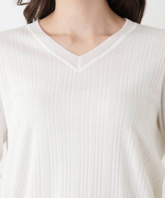 ラメVネック七分袖ニット【Leilian WHITE LABEL