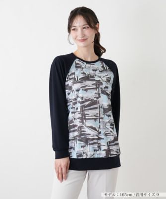 ＜Leilian (Women)＞プリント切替ラグランカットソー