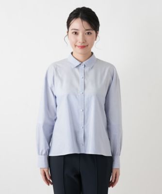 ストライプ切替ショートブラウス【MUSE BY ROCHAS