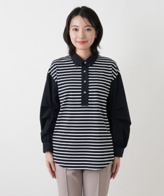 ボーダー切替ポロシャツ【MUSE BY ROCHAS