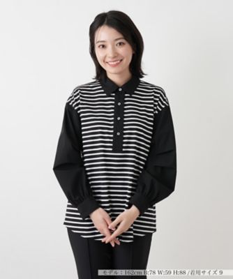 ボーダー切替ポロシャツ【MUSE BY ROCHAS