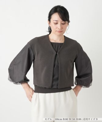 ＜BOURGE (Women)＞バルーンスリーブ切替カーディガン【ＢＯＵＲＧＥ】