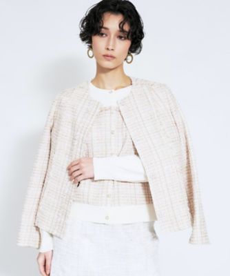 ＜BOURGE (Women)＞ラメツイードノーカラージャケット【ＢＯＵＲＧＥ】