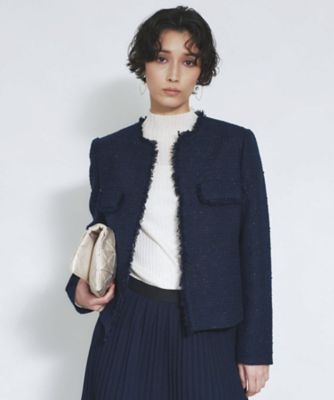 ＜BOURGE (Women)＞ツイードノーカラージャケット【ＢＯＵＲＧＥ】