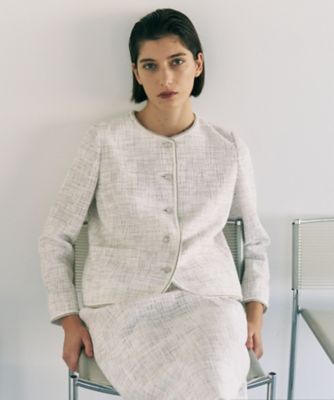 ＜BOURGE (Women)＞ツイードノーカラージャケット【ＢＯＵＲＧＥ】