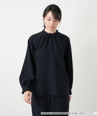 ＜BOURGE (Women)＞バンドカラーギャザーブラウス【ＢＯＵＲＧＥ】