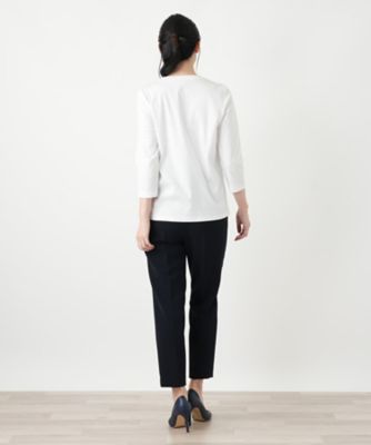 刺繍クルーネックカットソー【Leilian WHITE LABEL