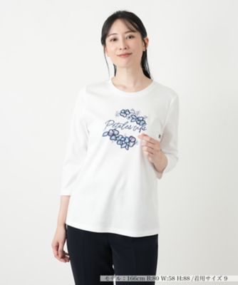 刺繍クルーネックカットソー【Leilian WHITE LABEL