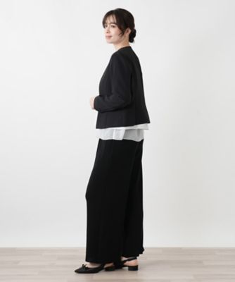 洗えるノーカラーVネックジャケット【Leilian WHITE