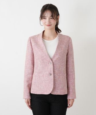 レリアン　Leilian ジャケット　レディース　ウール　シルク Vネックノーカラージャケット | Leilian (Women)/レリアン | 三越