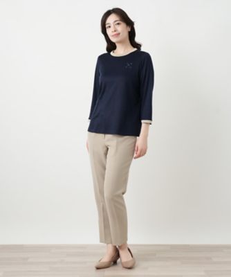 ラメ切替クルーネックニット【Leilian WHITE LABEL