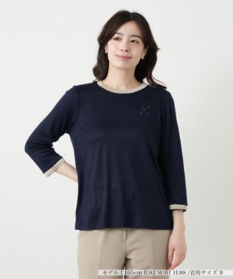 ＜Leilian (Women)＞ラメ切替クルーネックニット【Ｌｅｉｌｉａｎ　ＷＨＩＴＥ　ＬＡＢＥＬ】