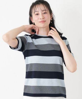 ＜Leilian (Women)＞ボーダークルーネックニット【ＲＯＣＨＡＳ　Ｐｒｅｍｉｅｒｅ】