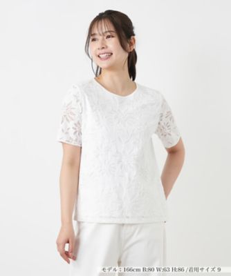 ＜Leilian (Women)＞ラッセルレースカットソー【ＲＯＣＨＡＳ　Ｐｒｅｍｉｅｒｅ】【２６年３月カタログ】