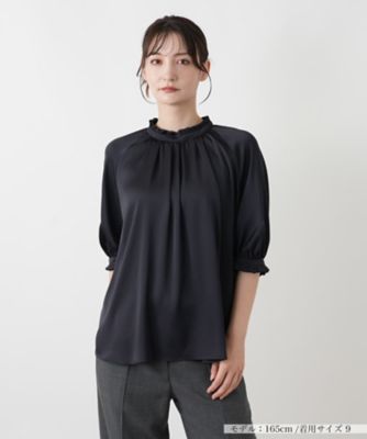 ＜BOURGE (Women)＞サテンフリルギャザーブラウス