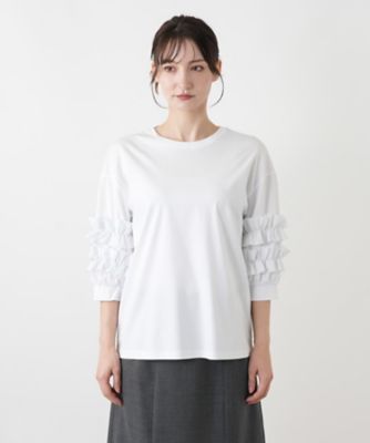 【お値下げ】POPPY ボルドー フリルスリーブ シャーリング カットソー POPPY ボルドー フリルスリーブ シャーリング カットソー お値下げ