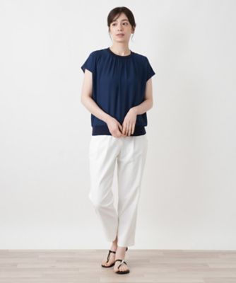 シースルー切替ギャザーカットソー【BOURGE】 | BOURGE (Women