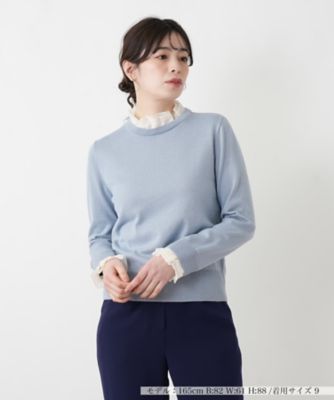 ＜BOURGE (Women)＞フリル切替クルーネックニット