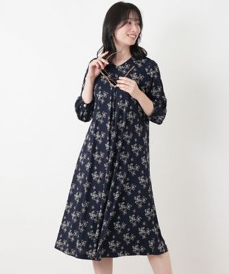 ＜Leilian (Women)＞洗えるロゴプリントフレアワンピース【ＲＯＣＨＡＳ　Ｐｒｅｍｉｅｒｅ】