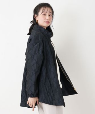 【新品】Lallia Mu ラリアムー　スタンドカラーチェックロングコート黒色 中古・古着通販】Lallia Mu (ラリア ムー) スタンドカラーコート