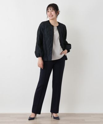 ROCHAS✴︎ノーカラージャケット　黒　F✴︎ゆったり✴︎レリアン✴︎オケージョン　春 ジャカードノーカラージャケット【ROCHAS Premiere
