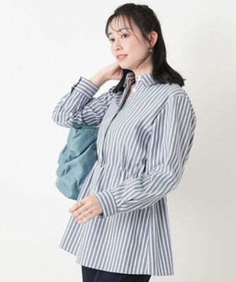 ＜Leilian (Women)＞ストライプブラウジングブラウス【ＲＯＣＨＡＳ　Ｐｒｅｍｉｅｒｅ】