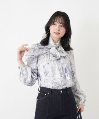 ＜Leilian (Women)＞プリントボウタイブラウス【ＲＯＣＨＡＳ　Ｐｒｅｍｉｅｒｅ】【ＥＲＩＣＡ】