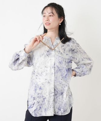 ＜Leilian (Women)＞プリント比翼スキッパーブラウス【ＲＯＣＨＡＳ　Ｐｒｅｍｉｅｒｅ】【ＥＲＩＣＡ】