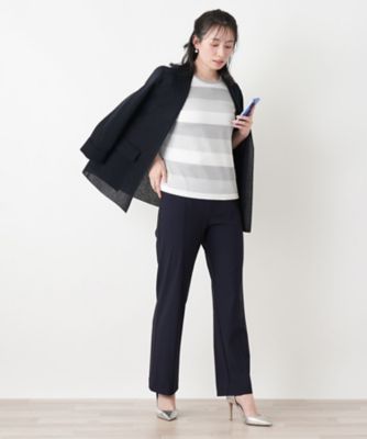 ROCHAS パンツ ウエストゴムストレートパンツ【ROCHAS Premiere