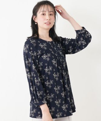 ＜Leilian (Women)＞プリントギャザーブラウス【ＲＯＣＨＡＳ　Ｐｒｅｍｉｅｒｅ】