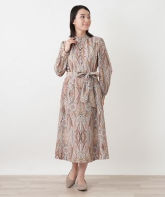 レリアン　ペイズリー　ワンピース　ERICA ペイズリー柄リボンワンピース【ROCHAS Premiere