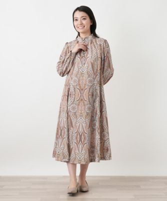 レリアン　ペイズリー　ワンピース　ERICA ペイズリー柄リボンワンピース【ROCHAS Premiere