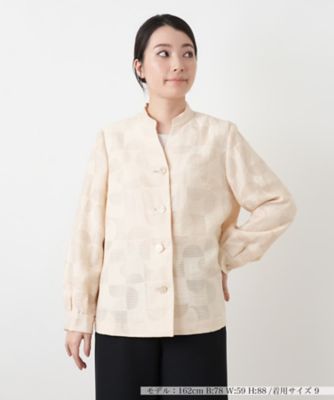 ＜Leilian (Women)＞幾何学柄スタンドカラージャケット【ＲＯＣＨＡＳ　Ｐｒｅｍｉｅｒｅ】