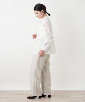 バンドカラーレースブラウス【ROCHAS Premiere